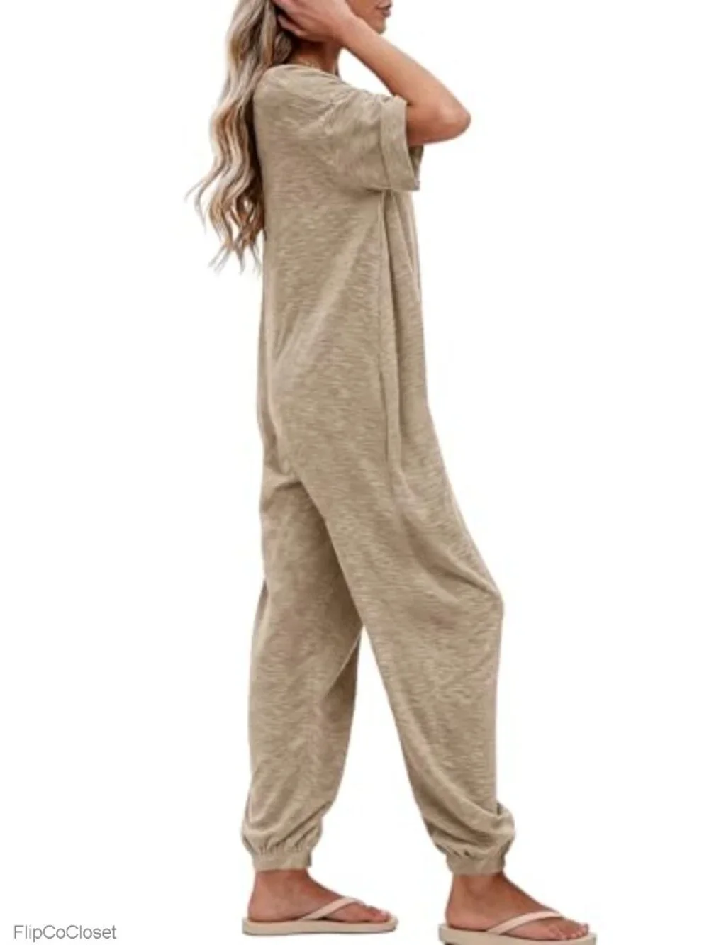 Womens Short Sleeve V Neck Jumpsuit Casual Baggy Rompers Summer Outfit